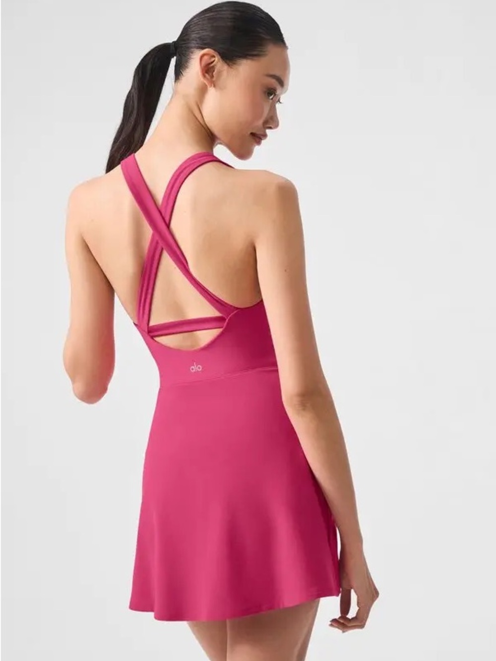 Alo Soft Pink Summer Crush Backspin Strappy Open Back Tennis Pickleball Dress M